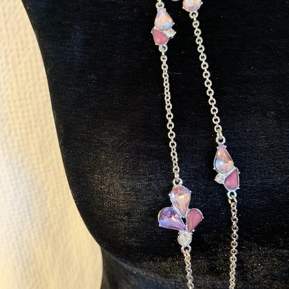 Ballet Silver, Mauve, Purple, Crystal Necklace - Picture 8 of 9